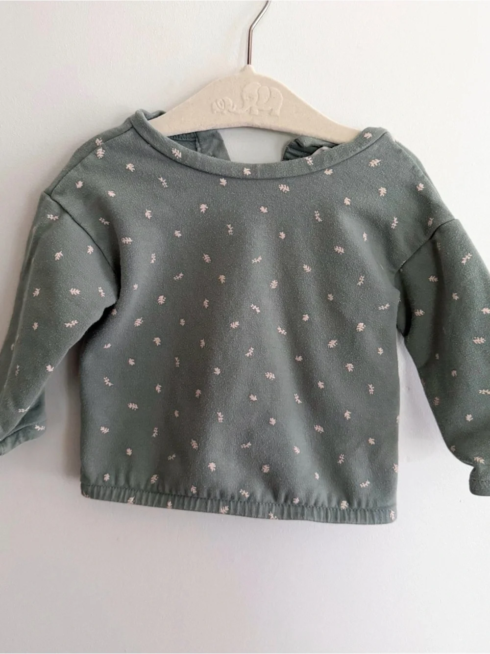 H&M Baby Organic Green Sweatshirt with Wood Buttons Detail